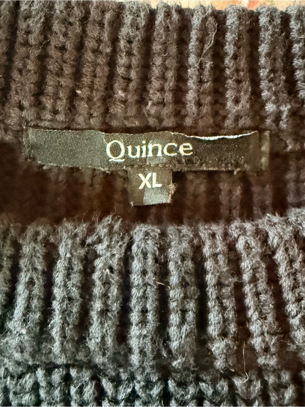 Quince 100% Organic Cotton Fisherman Crew Sweater — Black, XL - Picture 3 of 7